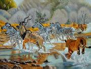 unknow artist Zebras 018 oil painting reproduction
